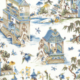 Thibaut Fabric Grand Palace Blue and Green F913613 Fabric 100% Linen SCOTLAND 15000 </p><p>Repeat: V: 35.5 54 - My Fabric Connection -