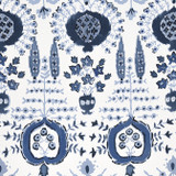 Thibaut Fabric Mendoza Suzani Blue and White F916239 Fabric 52% Cotton, 48% Linen ITALY 18000 </p><p>Repeat: V: 34 54 - My Fabric Connection -