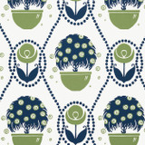 Thibaut Wallpaper Rene Navy and Green T2961 Wallpaper Non Woven Wallpaper UNITED KINGDOM - </p><p>Repeat: V: 23 27 - My Fabric Connection -