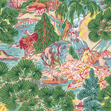 Thibaut Wallpaper Pagoda Trees Pink and Green T42026 Wallpaper Non Woven Wallpaper UNITED STATES - </p><p>Repeat: V: 36 27 - My Fabric Connection -
