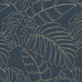 TOMMY BAHAMA Fabric Monstera Emb. Indigo 880181 - Base 55% cotton, 45% polyester / Emb. 50% rayon, 50% linen India 51000 Horizontal: 13.5 and Vertical: 15.5 55 - My Fabric Connection -