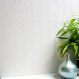 Brewster Herringbone White Paintable Anaglypta Pro Wallpaper Anaglypta XII Covers about 56.4 square feet Great Britain Unpasted No repeat, random match 20.5-in by 33-ft long roll - My Fabric Connection -