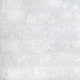 Brewster Lincolnshire Brick White Luxury Vinyl Paintable Wallpaper Anaglypta XII Covers about 55 square feet Great Britain Unpasted 25-in repeat, straight match 20-in by 33-ft long roll - My Fabric Connection -