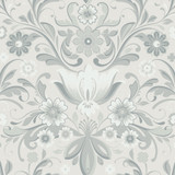 A-Street Prints Ostanskar Light Grey Retro Floral Wallpaper Annelie Covers about 57.5 square feet Sweden Unpasted 20.9-in repeat, half drop match 20.9-in by 33-ft long roll - My Fabric Connection -