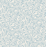 Brewster Salix Light Blue Leaf Wallpaper Archive Collection Covers about 56.4 square feet Great Britain Unpasted 21-in repeat, drop match 20.5-in by 33-ft long roll - My Fabric Connection -