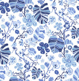 A-Street Prints Gwyneth Indigo Floral Wallpaper BlueBell Covers about 56.4 square feet Great Britain Unpasted 20.9-in repeat, straight match 20.5-in by 33-ft long roll - My Fabric Connection -