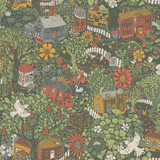 A-Street Prints Bygga Bo Green Woodland Village Wallpaper Briony Covers about 57.5 square feet Sweden Unpasted 20.9-in repeat, half drop match 20.9-in by 33-ft long roll - My Fabric Connection - A-Street Prints Bygga Bo Green Woodland Village Wallpaper Briony Covers about 57.5 square feet Sweden Unpasted 20.9-in repeat, half drop match 20.9-in by 33-ft long roll - My Fabric Connection -