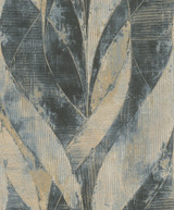 Advantage Blake Denim Leaf Wallpaper Concrete Covers about 57.5 square feet Germany Unpasted 25.25-in repeat, drop match 20.9-in by 33-ft long roll - My Fabric Connection -