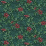 Advantage Malecon Green Floral Wallpaper Cuba Covers about 57.5 square feet Germany Unpasted 25.2-in repeat, half drop match 20.9-in by 33-ft long roll - My Fabric Connection -