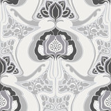 ESTA Home Joaquin Black Art Nouveau Floral Wallpaper Design Department Covers about 57.5 square feet Netherlands Unpasted 20.9-in repeat, straight match 20.9-in by 33-ft long roll - My Fabric Connection -