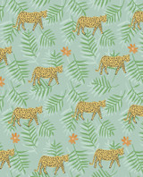Eijffinger Exempel Green Cheetah Wallpaper Eijffinger Web Only Covers about 56.4 square feet Netherlands Unpasted 20.9-in repeat, straight match 20.5-in by 33-ft long roll - My Fabric Connection -