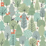 Chesapeake Quillen Green Forest Wallpaper Fable Covers about 57.5 square feet France Unpasted 10.4-in repeat, drop match 20.9-in by 33-ft long roll - My Fabric Connection -
