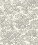 Chesapeake Spinney Grey Toile Wallpaper Wildflower Covers about 56.4 square feet United States Prepasted 24-in repeat, half drop match 20.5-in by 33-ft long roll - My Fabric Connection -