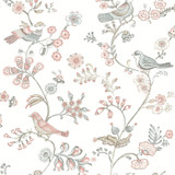 Chesapeake Jinjur Blush Bird Trail Wallpaper Flora & Fauna Covers about 56.4 square feet United States Prepasted 10.5-in repeat, half drop match 20.5-in by 33-ft long roll - My Fabric Connection - Chesapeake Jinjur Blush Bird Trail Wallpaper Flora & Fauna Covers about 56.4 square feet United States Prepasted 10.5-in repeat, half drop match 20.5-in by 33-ft long roll - My Fabric Connection -