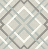 Brewster Saltire Taupe Geometric Wallpaper Fresh Start Kitchen & Bath Covers about 56.4 square feet Great Britain Unpasted 20.9-in repeat, straight match 20.5-in by 33-ft long roll - My Fabric Connection -