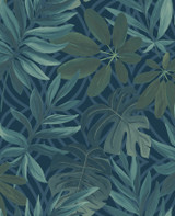 Brewster Nocturnum Dark Blue Leaves Wallpaper Fresh Start Kitchen & Bath Covers about 56.4 square feet Great Britain Unpasted 12.6-in repeat, drop match 20.5-in by 33-ft long roll - My Fabric Connection - Brewster Nocturnum Dark Blue Leaves Wallpaper Fresh Start Kitchen & Bath Covers about 56.4 square feet Great Britain Unpasted 12.6-in repeat, drop match 20.5-in by 33-ft long roll - My Fabric Connection -