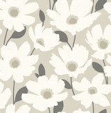 Brewster Astera Beige Floral Wallpaper Fresh Start Kitchen & Bath Covers about 56.4 square feet Great Britain Unpasted 20.9-in repeat, drop match 20.5-in by 33-ft long roll - My Fabric Connection -