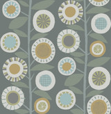 A-Street Prints Sisu Grey Floral Geometric Wallpaper Hannah Covers about 56.4 square feet Great Britain Unpasted 20.9-in repeat, straight match 20.5-in by 33-ft long roll - My Fabric Connection -