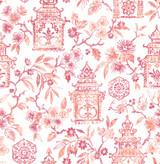 A-Street Prints Helaine Coral Pagoda Wallpaper Happy Covers about 56.4 square feet Great Britain Unpasted 20.9-in repeat, straight match 20.5-in by 33-ft long roll - My Fabric Connection - A-Street Prints Helaine Coral Pagoda Wallpaper Happy Covers about 56.4 square feet Great Britain Unpasted 20.9-in repeat, straight match 20.5-in by 33-ft long roll - My Fabric Connection -