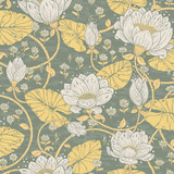 A-Street Prints Eva Yellow Lotus Dreams Wallpaper Ingrid Covers about 57.5 square feet Sweden Unpasted 20.9-in repeat, half drop match 20.9-in by 33-ft long roll - My Fabric Connection - A-Street Prints Eva Yellow Lotus Dreams Wallpaper Ingrid Covers about 57.5 square feet Sweden Unpasted 20.9-in repeat, half drop match 20.9-in by 33-ft long roll - My Fabric Connection -