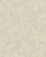 Sirpi Noemi Cream Acanthus Wallpaper Italian Silk Covers about 56.4 square feet Italy Unpasted 25.2-in repeat, straight match 20.5-in by 33-ft long roll - My Fabric Connection -