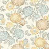 Chesapeake Zalipie Apricot Floral Trail Wallpaper Kinfolk Covers about 56.4 square feet United States Prepasted 20.5-in repeat, straight match 20.5-in by 33-ft long roll - My Fabric Connection -