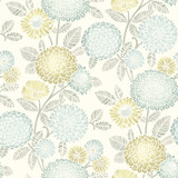 Chesapeake Zalipie Lime Floral Trail Wallpaper Kinfolk Covers about 56.4 square feet United States Prepasted 20.5-in repeat, straight match 20.5-in by 33-ft long roll - My Fabric Connection -