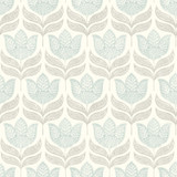 Chesapeake Cathal Aqua Tulip Block Print Wallpaper Kinfolk Covers about 56.4 square feet United States Prepasted 10.25-in repeat, straight match 20.5-in by 33-ft long roll - My Fabric Connection -