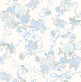 A-Street Prints Cabbage Rose Bow Dusty River Blue Ribbons & Roses Wallpaper LoveShackFancy Covers about 56.4 square feet United States Unpasted 20.8-in repeat, straight match 20.5-in by 33-ft long roll - My Fabric Connection - A-Street Prints Cabbage Rose Bow Dusty River Blue Ribbons & Roses Wallpaper LoveShackFancy Covers about 56.4 square feet United States Unpasted 20.8-in repeat, straight match 20.5-in by 33-ft long roll - My Fabric Connection -