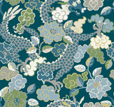 A-Street Prints Yanci Teal Dragon Wallpaper Middleton Covers about 60.8 square feet United States Unpasted 25.25-in repeat, straight match 27-in by 27-ft long roll - My Fabric Connection -