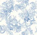 A-Street Prints Carmel Light Blue Baroque Florals Wallpaper Newport Covers about 60.8 square feet United States Unpasted 25.2-in repeat, straight match 27-in by 27-ft long roll - My Fabric Connection -