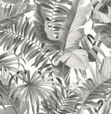 A-Street Prints Alfresco Grey Tropical Palm Wallpaper Pacifica Covers about 56.4 square feet Great Britain Unpasted 21-in repeat, drop match 20.5-in by 33-ft long roll - My Fabric Connection -