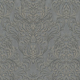 Advantage Anders Pewter Damask Wallpaper Passport Covers about 57.5 square feet Germany Unpasted 25.2-in repeat, straight match 20.9-in by 33-ft long roll - My Fabric Connection - Advantage Anders Pewter Damask Wallpaper Passport Covers about 57.5 square feet Germany Unpasted 25.2-in repeat, straight match 20.9-in by 33-ft long roll - My Fabric Connection -
