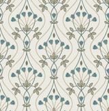 A-Street Prints Dard Teal Tulip Ogee Wallpaper Revival Covers about 56.4 square feet Great Britain Unpasted 10.4-in repeat, straight match 20.5-in by 33-ft long roll - My Fabric Connection - A-Street Prints Dard Teal Tulip Ogee Wallpaper Revival Covers about 56.4 square feet Great Britain Unpasted 10.4-in repeat, straight match 20.5-in by 33-ft long roll - My Fabric Connection -