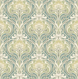 A-Street Prints Mucha Teal Botanical Ogee Wallpaper Revival Covers about 56.4 square feet Great Britain Unpasted 20.9-in repeat, straight match 20.5-in by 33-ft long roll - My Fabric Connection - A-Street Prints Mucha Teal Botanical Ogee Wallpaper Revival Covers about 56.4 square feet Great Britain Unpasted 20.9-in repeat, straight match 20.5-in by 33-ft long roll - My Fabric Connection -