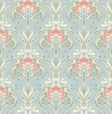 A-Street Prints Mucha Light Blue Botanical Ogee Wallpaper Revival Covers about 56.4 square feet Great Britain Unpasted 20.9-in repeat, straight match 20.5-in by 33-ft long roll - My Fabric Connection - A-Street Prints Mucha Light Blue Botanical Ogee Wallpaper Revival Covers about 56.4 square feet Great Britain Unpasted 20.9-in repeat, straight match 20.5-in by 33-ft long roll - My Fabric Connection -