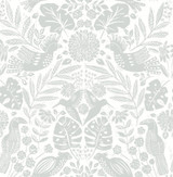 A-Street Prints Nestle Light Grey Bird Block Print Wallpaper Terrace Covers about 56.4 square feet Great Britain Unpasted 20.86-in repeat, straight match 20.5-in by 33-ft long roll - My Fabric Connection -