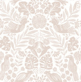A-Street Prints Nestle Pink Bird Block Print Wallpaper Terrace Covers about 56.4 square feet Great Britain Unpasted 20.86-in repeat, straight match 20.5-in by 33-ft long roll - My Fabric Connection -