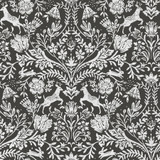 Chesapeake Forest Dance Charcoal Damask Wallpaper Thoreau Covers about 56.4 square feet United States Prepasted 20.5-in repeat, straight match 20.5-in by 33-ft long roll - My Fabric Connection -