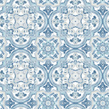 Chesapeake Concord Blue Medallion Wallpaper Thoreau Covers about 56.4 square feet United States Prepasted 10.25-in repeat, straight match 20.5-in by 33-ft long roll - My Fabric Connection -