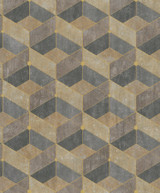Advantage Muir Neutral Geo Wallpaper Titanium Covers about 57.5 square feet Germany Unpasted 8.3-in repeat, straight match 20.9-in by 33-ft long roll - My Fabric Connection -