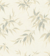 Advantage Minori White Leaves Wallpaper Windsong Covers about 57.5 square feet Germany Unpasted 11.8-in repeat, drop match 20.9-in by 33-ft long roll - My Fabric Connection -