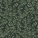 Chesapeake Senna Evergreen Budding Vines Wallpaper Wildflower Covers about 56.4 square feet United States Prepasted 20.5-in repeat, straight match 20.5-in by 33-ft long roll - My Fabric Connection -