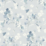 Chesapeake Azalea Light Blue Floral Branches Wallpaper Wildflower Covers about 56.4 square feet United States Prepasted 20.5-in repeat, straight match 20.5-in by 33-ft long roll - My Fabric Connection -