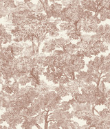 Chesapeake Spinney Red Toile Wallpaper Wildflower Covers about 56.4 square feet United States Prepasted 24-in repeat, half drop match 20.5-in by 33-ft long roll - My Fabric Connection -