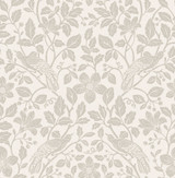 Advantage Marlow Bone Bird Vine Wallpaper Westbury Forest Covers about 56.4 square feet Great Britain Unpasted 20.9-in repeat, straight match 20.5-in by 33-ft long roll - My Fabric Connection -