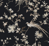 Ronald Redding Bird & Blossom Chinoserie Black Wallpaper 24 Karat Covers about 60.8 square feet United States Unpasted 25.25-in repeat, drop match 27-in by 27-ft long roll - My Fabric Connection - Ronald Redding Bird & Blossom Chinoserie Black Wallpaper 24 Karat Covers about 60.8 square feet United States Unpasted 25.25-in repeat, drop match 27-in by 27-ft long roll - My Fabric Connection -