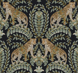 Ronald Redding Jungle Leopard Black & Green Wallpaper 24 Karat Covers about 60.8 square feet United States Unpasted 25.25-in repeat, straight match 27-in by 27-ft long roll - My Fabric Connection - Ronald Redding Jungle Leopard Black & Green Wallpaper 24 Karat Covers about 60.8 square feet United States Unpasted 25.25-in repeat, straight match 27-in by 27-ft long roll - My Fabric Connection -