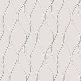 Antonina Vella Wavy Stripe Off White & Silver Metallic Wallpaper Antonina Vella Dazzling Dimensions Volume II Covers about 57.8 square feet China Unpasted 21-in repeat, straight match 21-in by 33-ft long roll - My Fabric Connection -
