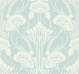 Antonina Vella Nouveau Damask Blue Wallpaper Antonina Vella Deco Covers about 60.8 square feet United States Unpasted 25.25-in repeat, straight match 27-in by 27-ft long roll - My Fabric Connection -
